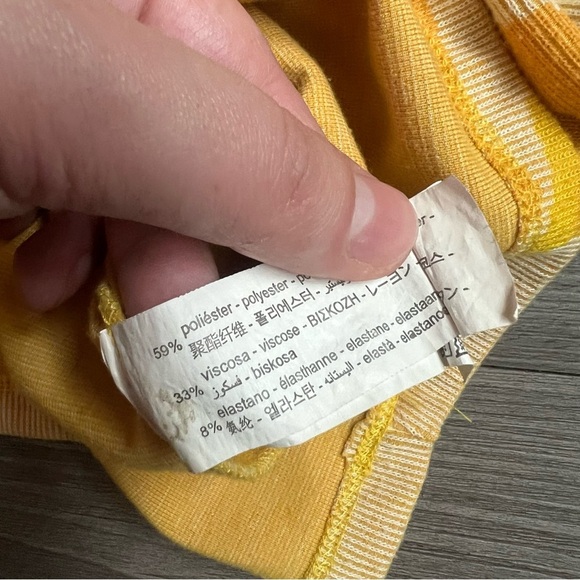 Zara Abstract Print Yellow & Orange Jacquard Puff Sleeve Crop Top Size S - Picture 5 of 6